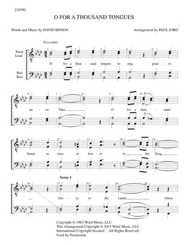 O For A Thousand Tongues (arr. Paul A. Jorg)