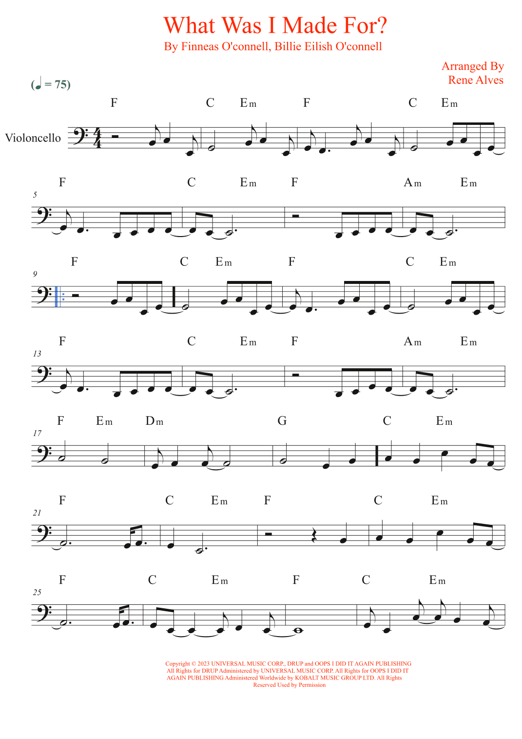 What Was I Made For? (arr. Rene Alves)