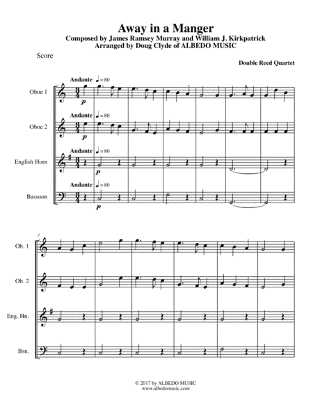 Away in a Manger for Double Reed Quartet (arr. Doug Clyde)