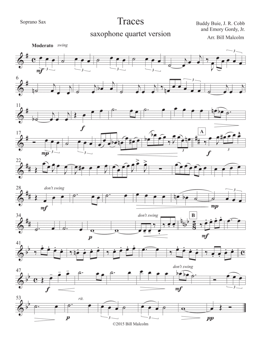 Traces (arr. Bill Malcolm)
