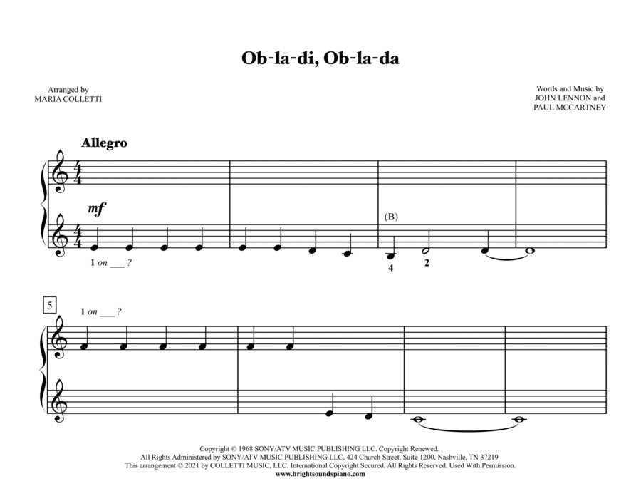 Ob-la-di, Ob-la-da (arr. Maria Colletti)