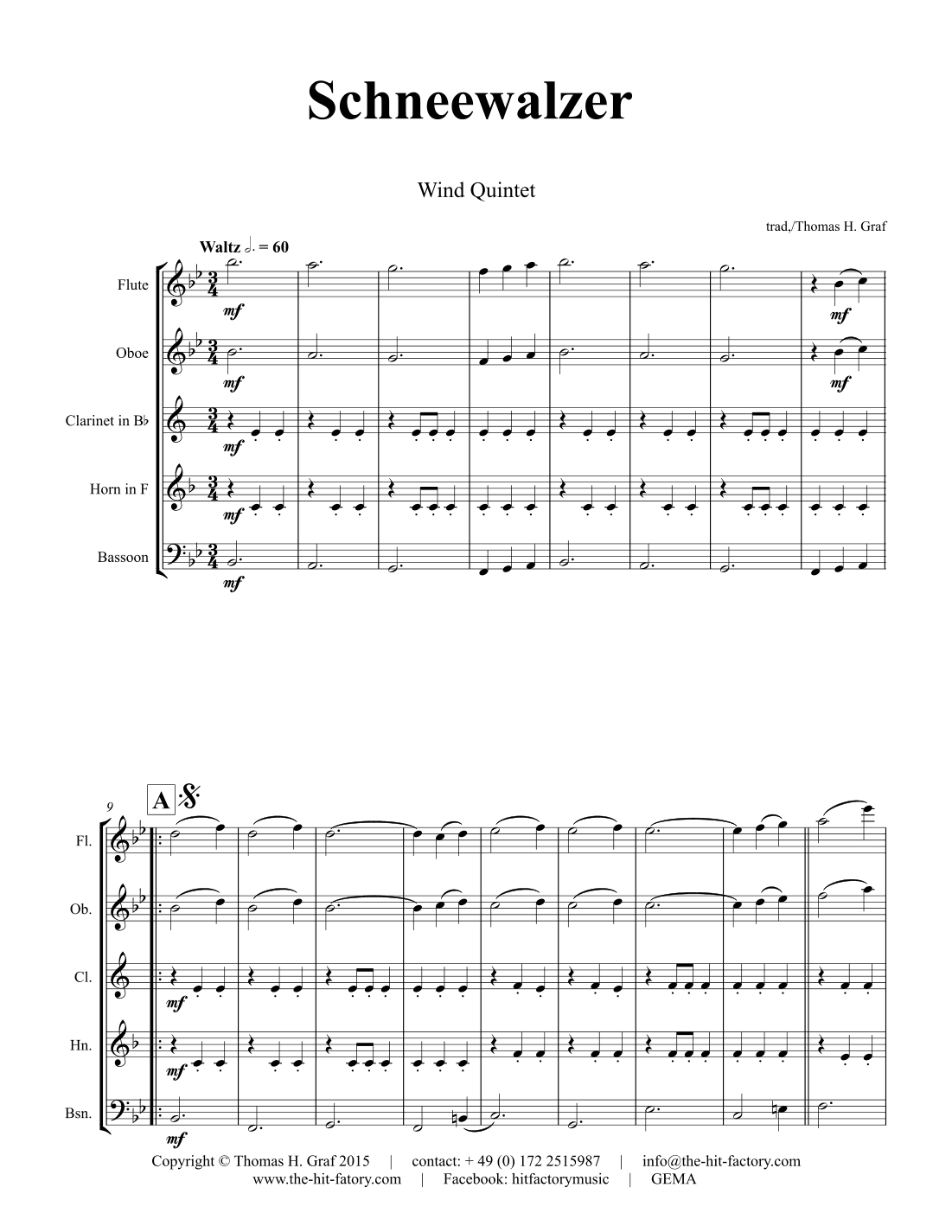 Schneewalzer - Octoberfest - Woodwind Quintet (arr. Thomas H. Graf)
