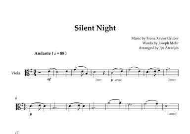 Silent Night For Viola Solo (arr. Jps Arrangements)