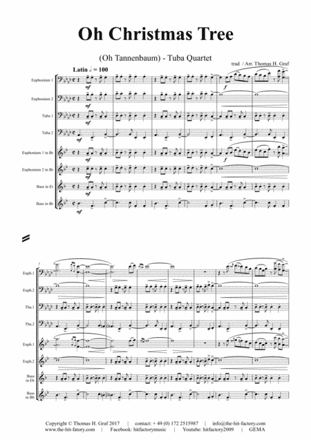 Oh Christmas tree - Latin - (Oh Tannenbaum) - Low Brass Quartet/Tuba Quartet (arr. Thomas H. Graf)