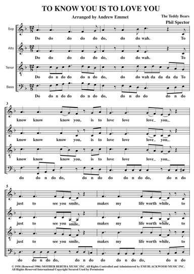 To Know Him Is To Love Him (arr. Andrew Emmet)