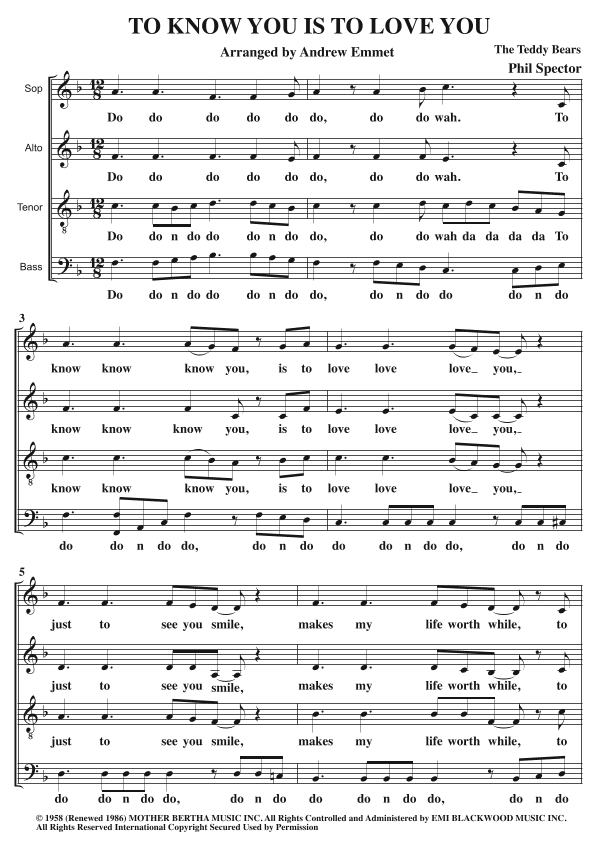 To Know Him Is To Love Him (arr. Andrew Emmet)