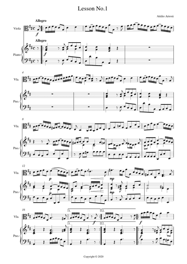 Lesson No.1 for Viola and Piano (arr. Alex Tinlin)