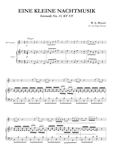 Eine Kleine Nachtmusik (1st Mov.) for Trumpet and Piano (arr. Diego Marani)