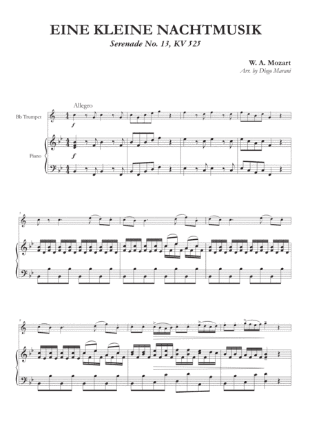 Eine Kleine Nachtmusik (1st Mov.) for Trumpet and Piano (arr. Diego Marani)