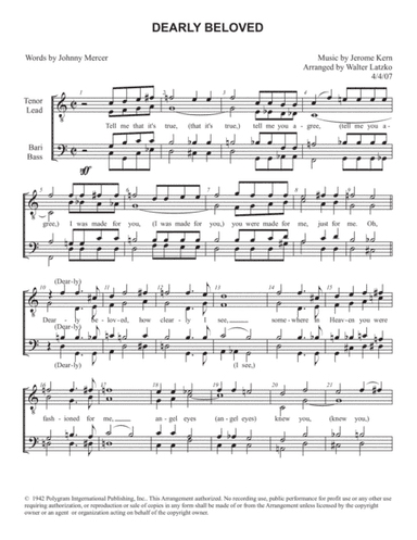 Dearly Beloved (arr. Walter Latzko)