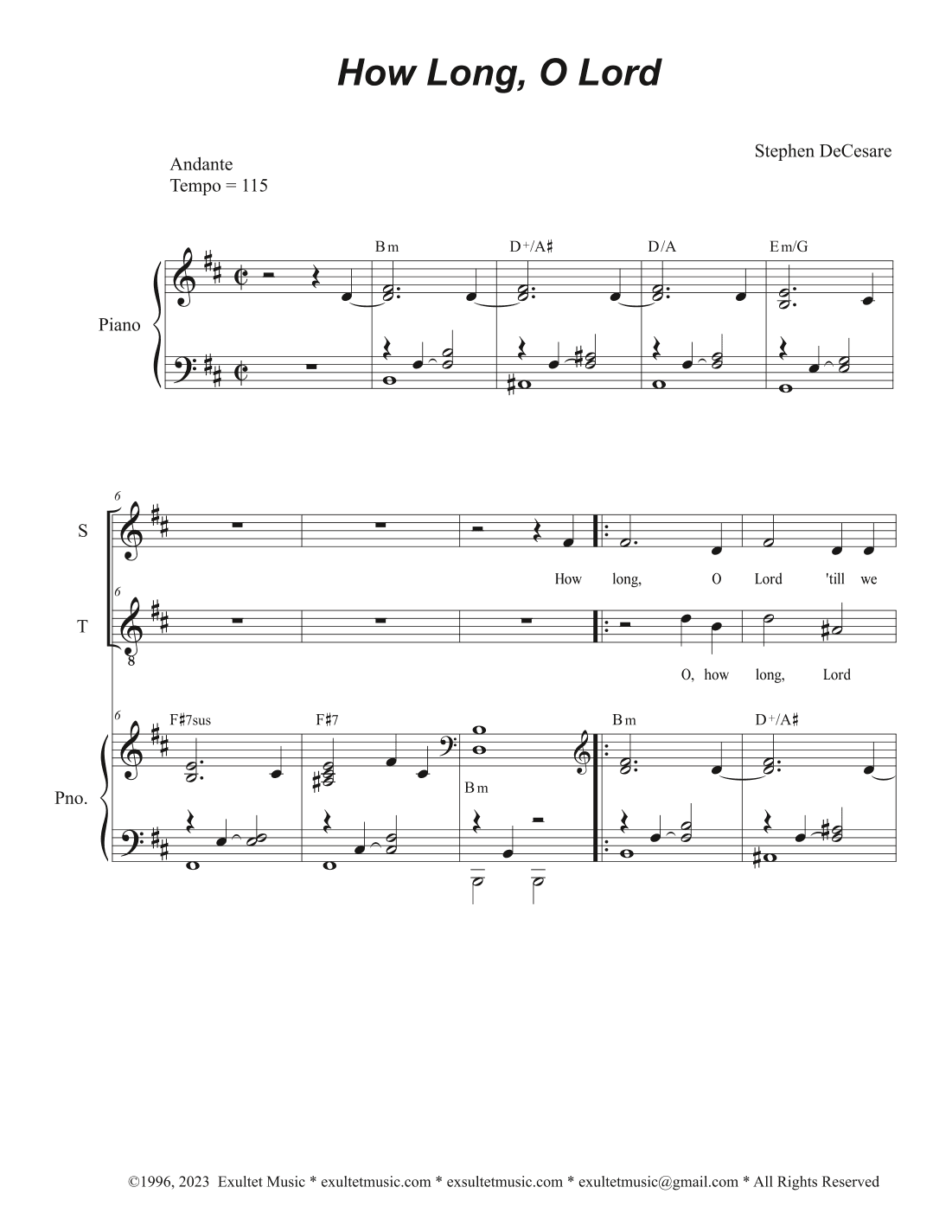 How Long, O Lord (Duet for Soprano and Tenor solo)