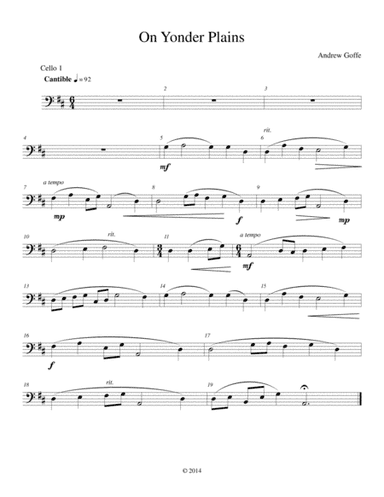 On Yonder Plains - Cello - part