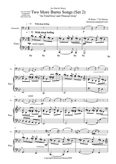 Burns Songs - Set 2 - Cello & Piano - TK Murray