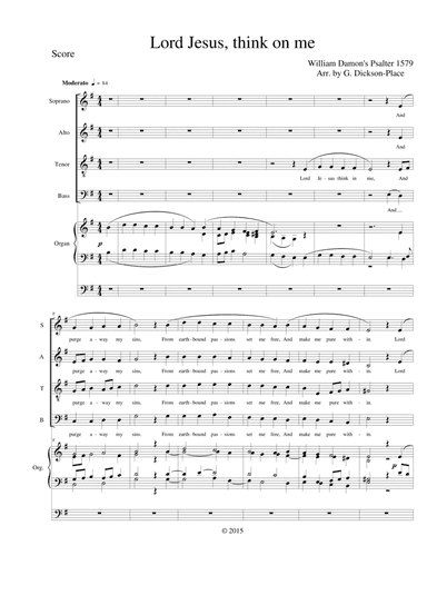 Lord Jesus Think On Me - SATB Organ/Piano - Arr. by Graham Dickson-Place (arr. Arr. by Graham Dickson-Place)
