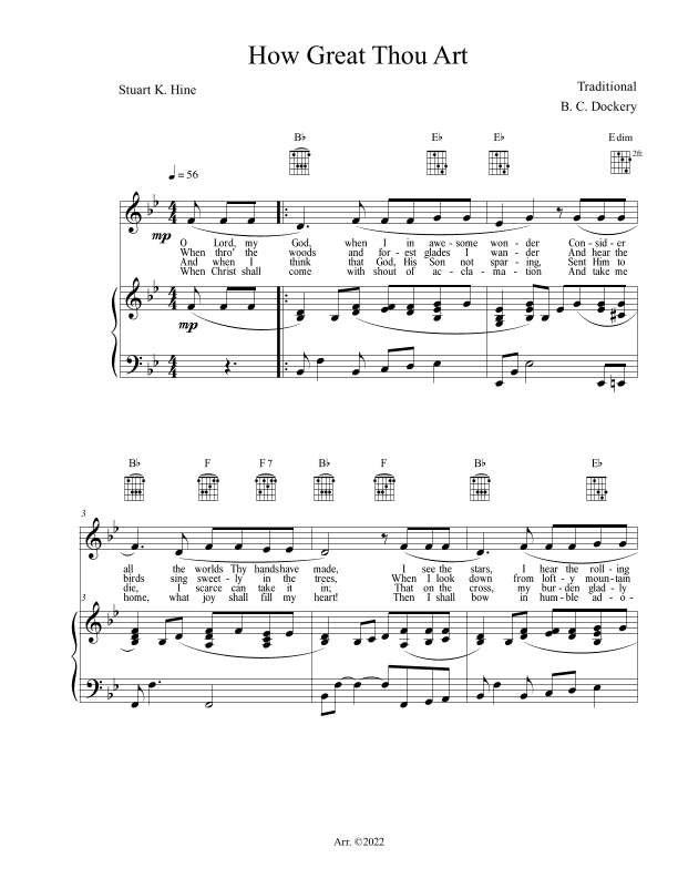 How Great Thou Art (Piano/Vocal/Guitar) (arr. B. C. Dockery)