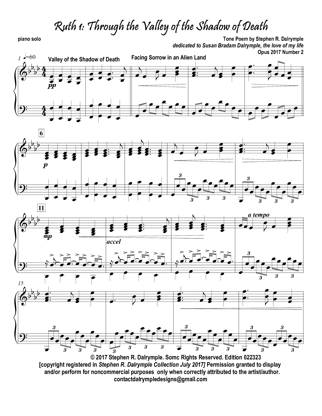 Ruth 1 - Through the Valley of the Shadow of Death - Tone Poem for Piano Solo