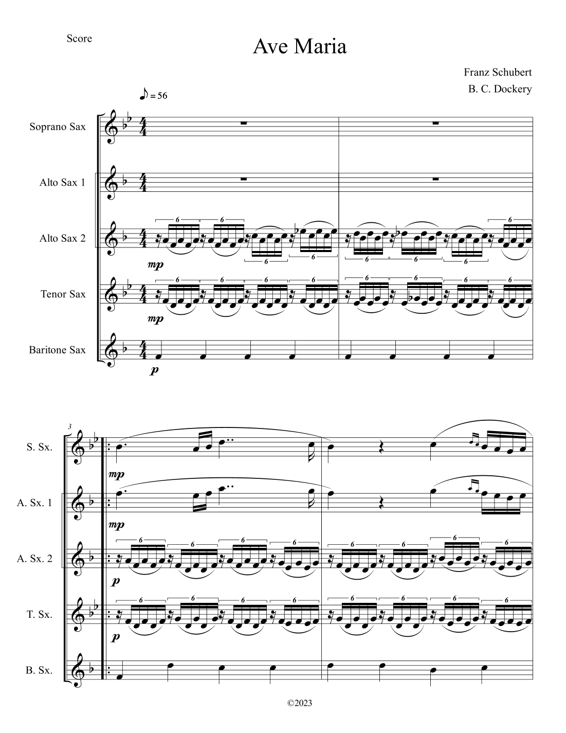 Ave Maria (Sax Quintet) (arr. B. C. Dockery)