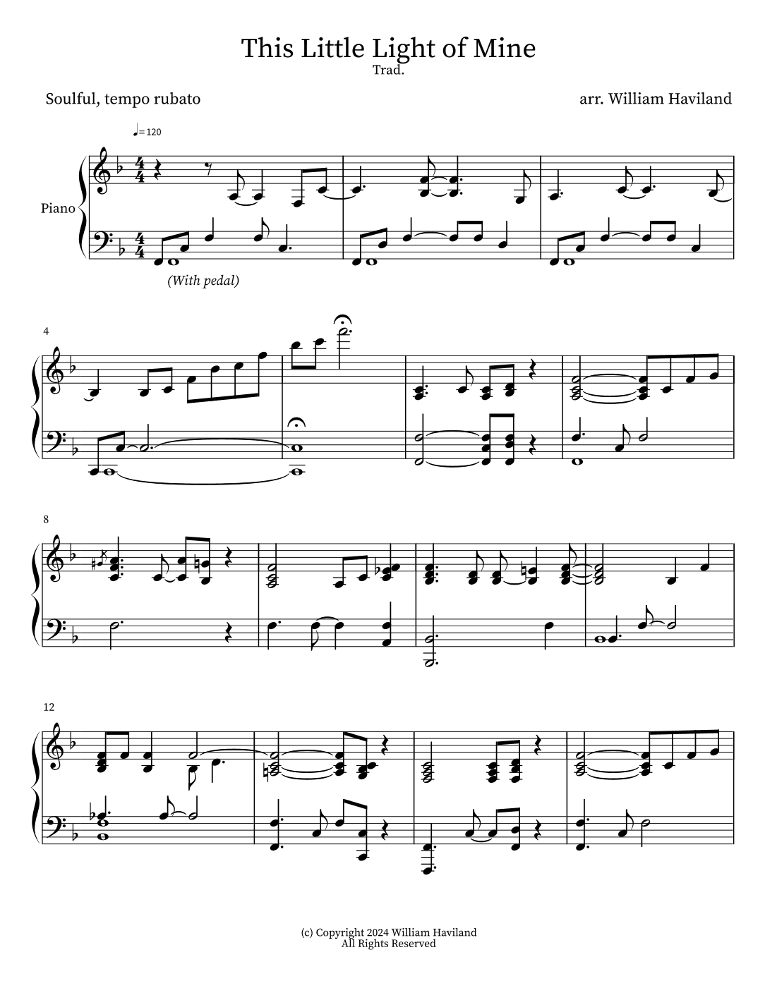This Little Light of Mine [arr. for solo piano] (arr. William Haviland)