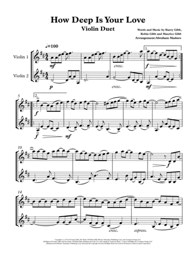 How Deep Is Your Love  from the Motion Picture SATURDAY NIGHT FEVER (arr. Abraham Maduro)