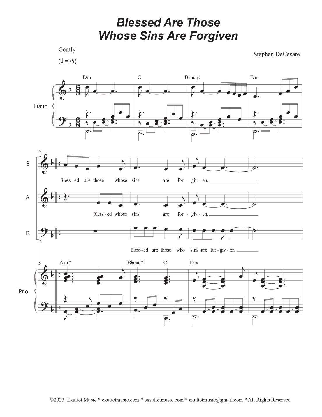 Blessed Are Those Whose Sins Are Forgiven (Vocal Trio - (SAB)