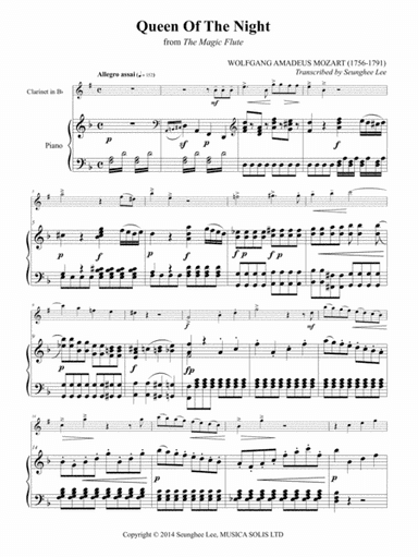 W. A. Mozart: Queen of the Night for Clarinet and Piano (arr. Seunghee Lee)