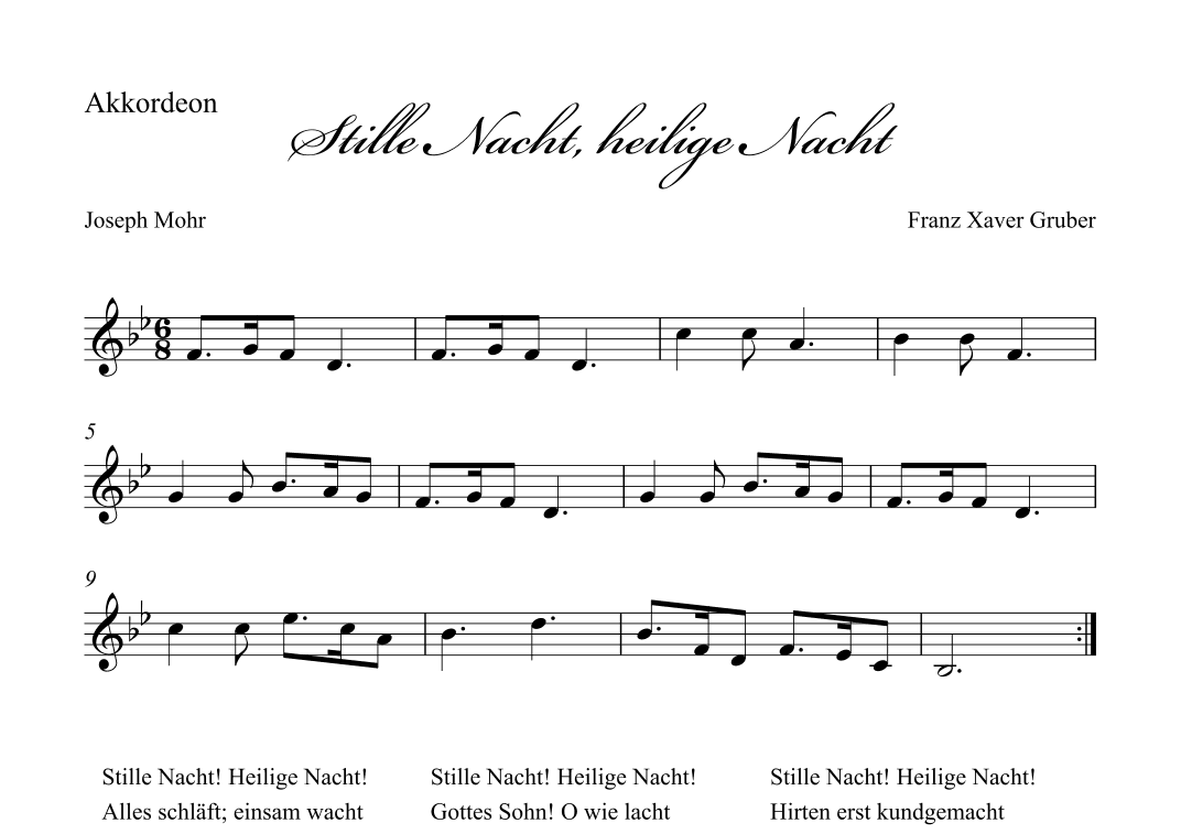 Stille Nacht (Holy Night) - Akkordeon (arr. Albrecht Kuch-Weidenbrück)