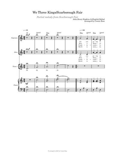 We Three Kings/Scarborough Fair combo SA duet flute and piano (arr. Connie Boss)