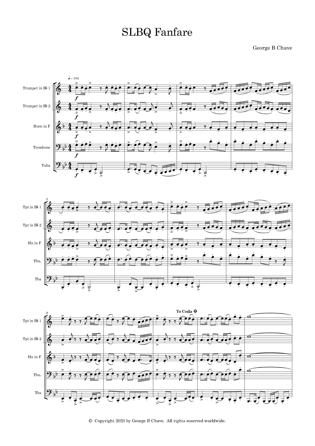SLBQ Fanfare (for Brass Quintet)