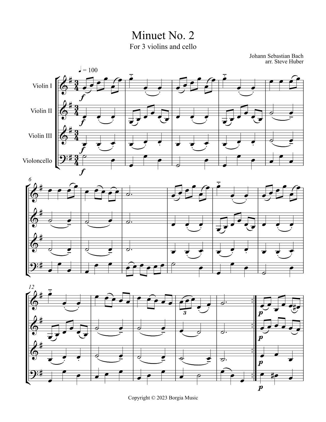 Minuet No. 2 (arr. Steve Huber)