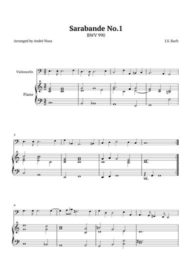 Sarabande No.1 BWV 990 (arr. André Nusa)