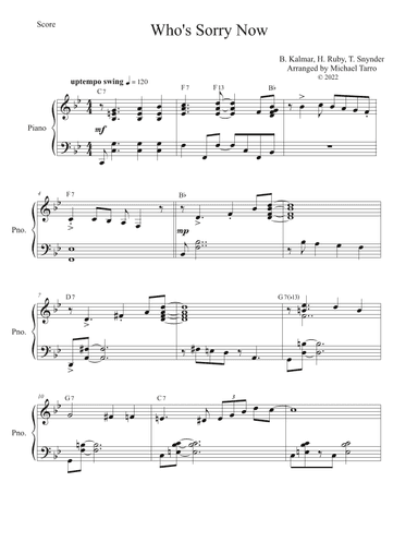 Who's sorry now (arr. MICHAEL TARRO)