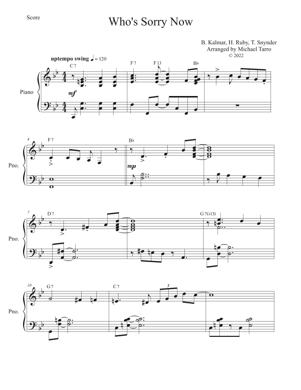Who's sorry now (arr. MICHAEL TARRO)