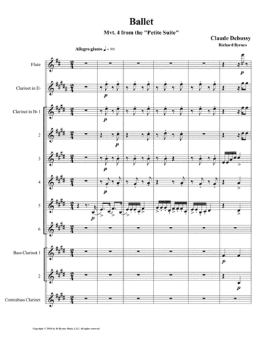 Ballet (Mvt. 4 from Debussy's Petite Suite) for Clarinet Choir + Flute (arr. Richard Byrnes)