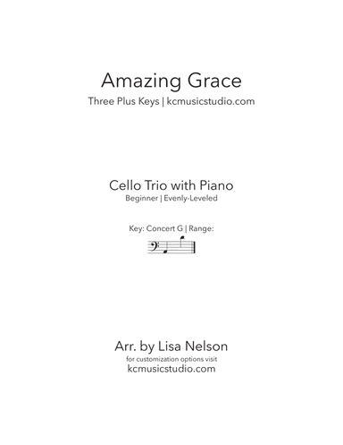 Amazing Grace - Cello Trio with Piano Accompaniment (arr. Lisa Nelson)