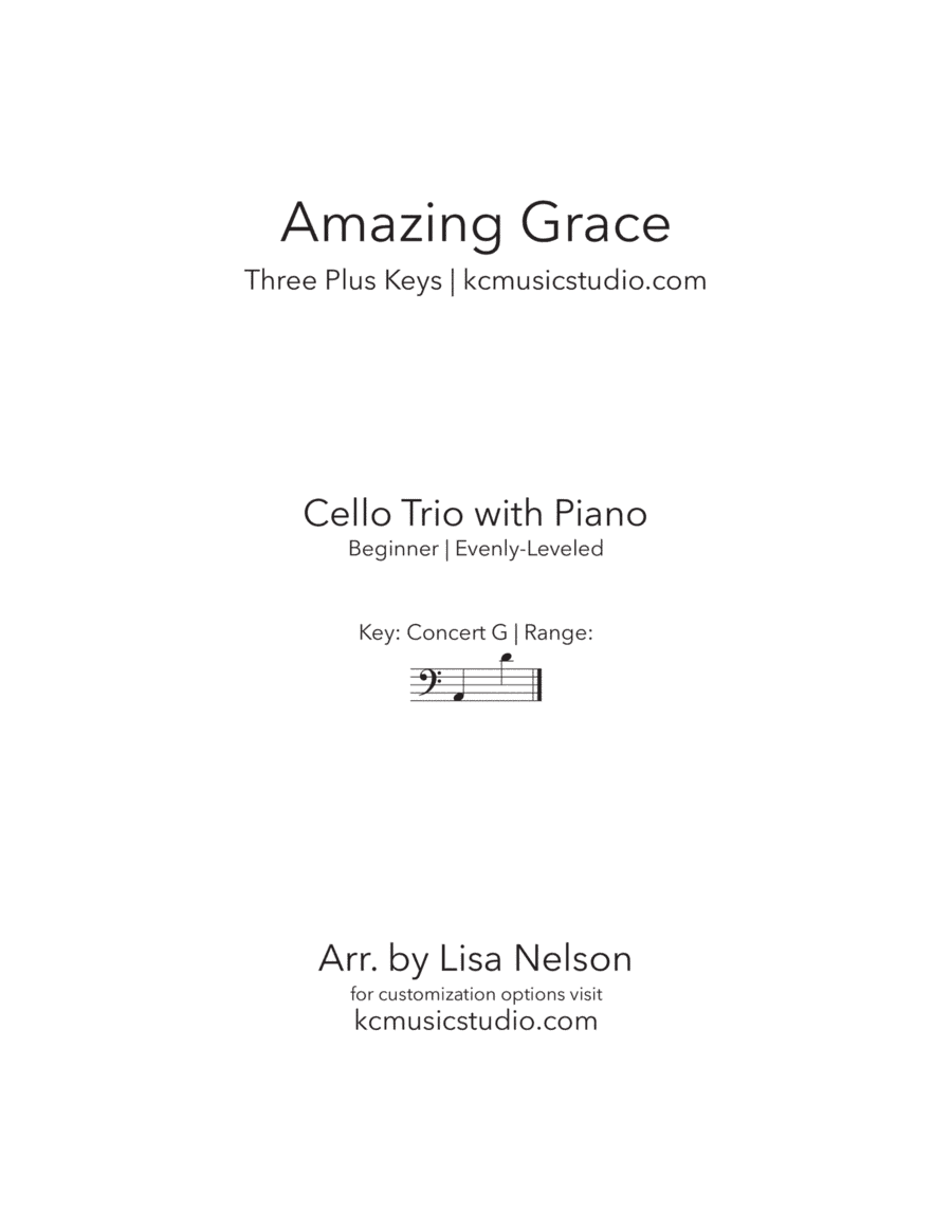 Amazing Grace - Cello Trio with Piano Accompaniment (arr. Lisa Nelson)