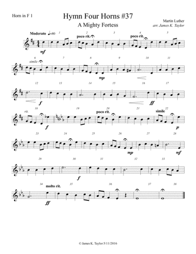 A MIGHTY FORTRESS for Horn Quartet #37 (arr. James K. Taylor)