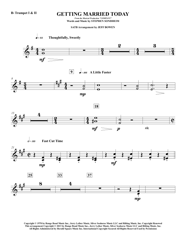 Getting Married Today (arr. Jeffrey Bowen)