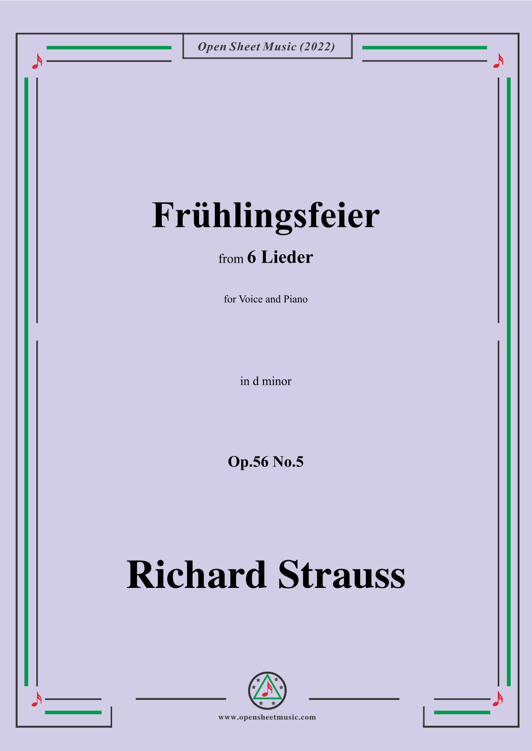Richard Strauss-Frühlingsfeier,in d minor,Op.56 No.5 (arr. OSM Press)