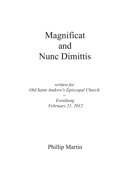 Magnificat and Nunc Dimittis