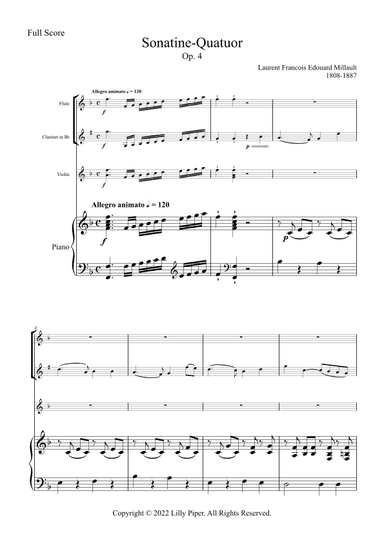 Sonatine-Quatuor for flute, clarinet, violin, and piano (arr. Lilly Piper)