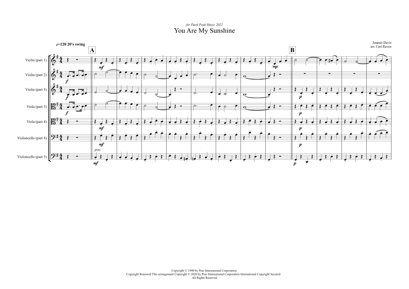 You Are My Sunshine (arr. Carl Raven)