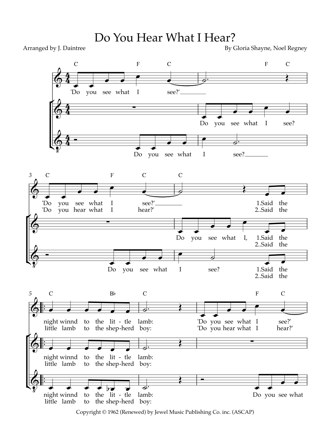 Do You Hear What I Hear (arr. J. Daintree)