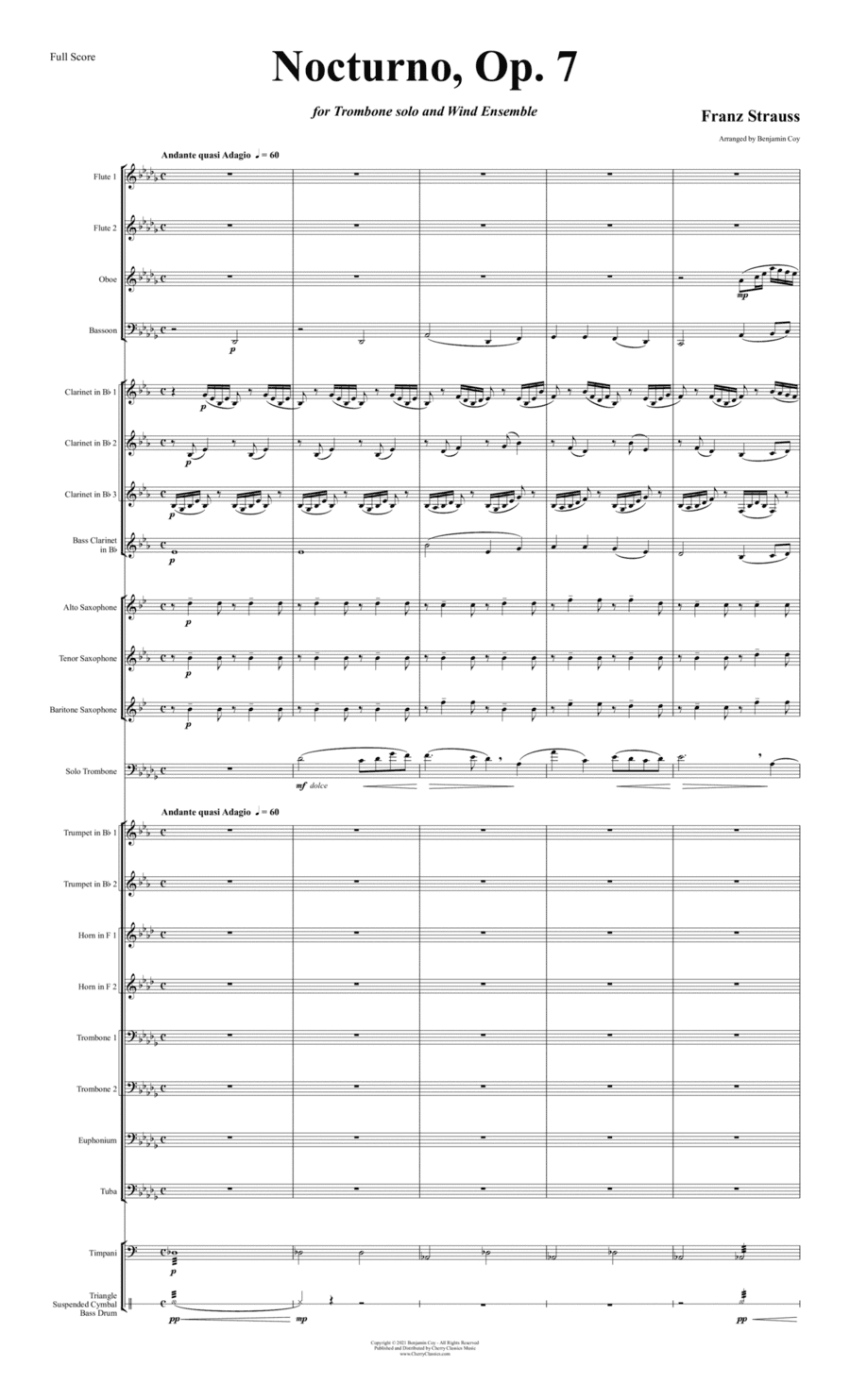 Nocturno, Op. 7 for Solo Trombone and Wind Ensemble (arr. Benjamin Coy)