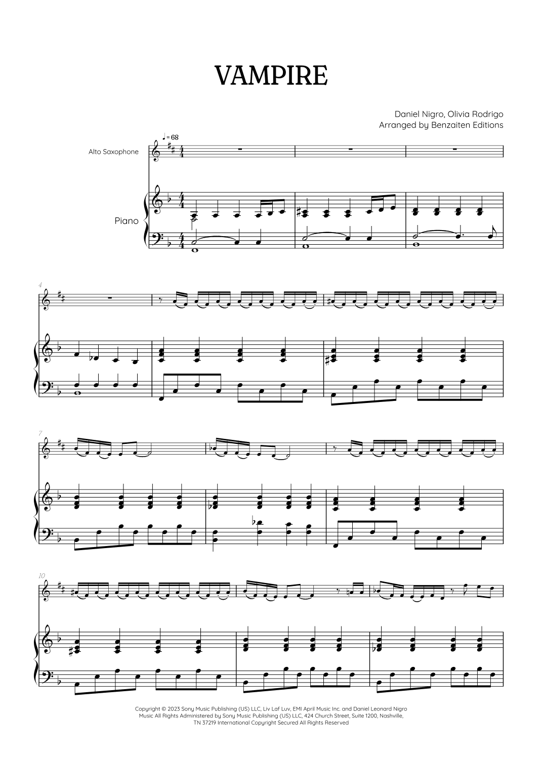 Vampire (arr. Benzaiten Editions)