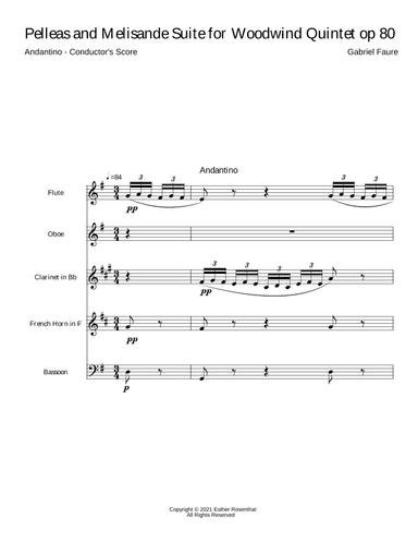 Pelleas and Melisande --  Andantino (arr. Esther S Rosenthal)