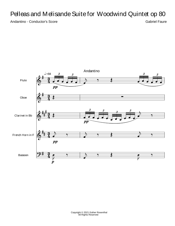 Pelleas and Melisande --  Andantino (arr. Esther S Rosenthal)