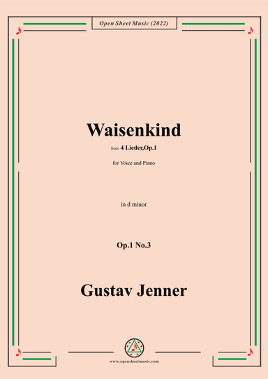 Jenner-Waisenkind,in d minor,Op.1 No.3,from '4 Lieder,Op.1' (arr. OSM Press)