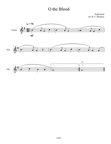 O the Blood (Violin Solo) (arr. B. C. Dockery)
