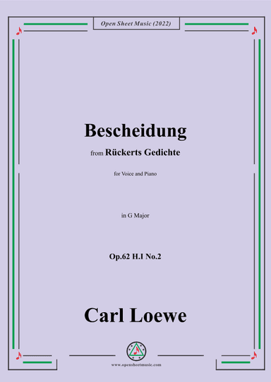 Loewe-Bescheidung,in G Major,Op.62 H.I No.2 (arr. OSM Press)