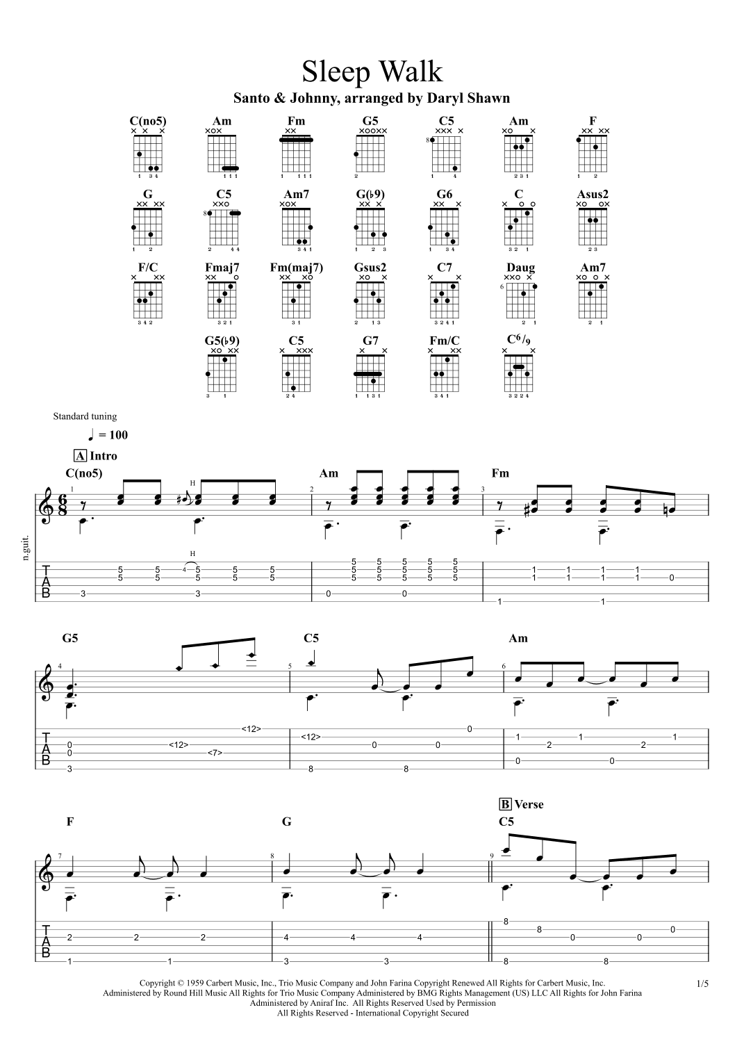 Sleepwalk (instrumental Version) (arr. Daryl Shawn)